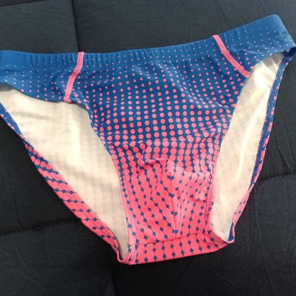 NWOT SWIM BRIEF, APPROX. 2" SIDES, SIZE "S", ROYAL BLUE AND PINK. - Picture 1 of 7